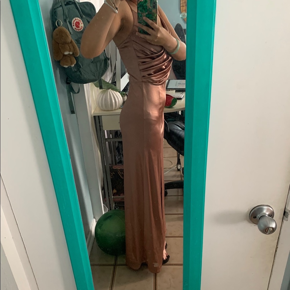 Amelia Formal High Slit Satin Dress